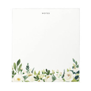 Waterverf White Spring Flowers gepersonaliseerd Notitieblok