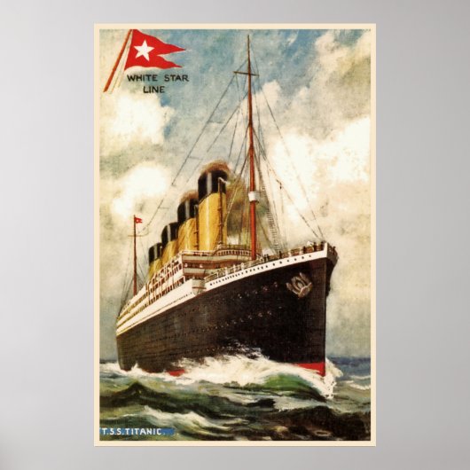 Waterverf White Star line TSS Titanic Poster (Voorkant)