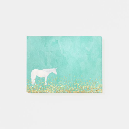 Waterverf White Unicorn Spearmint Gold Confetti Post-it® Notes (Voorkant)