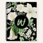 Waterverf White Wildbloemen Sage Green Monogram Notitieboek (Voorkant)