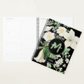 Waterverf White Wildbloemen Sage Green Monogram Planner (Display)