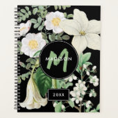 Waterverf White Wildbloemen Sage Green Monogram Planner (Voorkant)