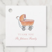  Waterverf Wicker kinderwagen Dank u Bedankjes Labels (Voorkant)