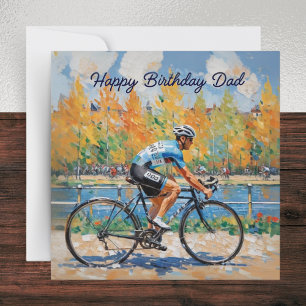 Waterverf Wielrennen Fietsrace Vader Verjaardag Kaart