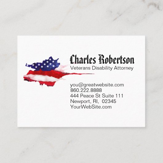 ** Waterverf Wij, de Amerikaanse vlag van het volk Visitekaartje (Achterkant)