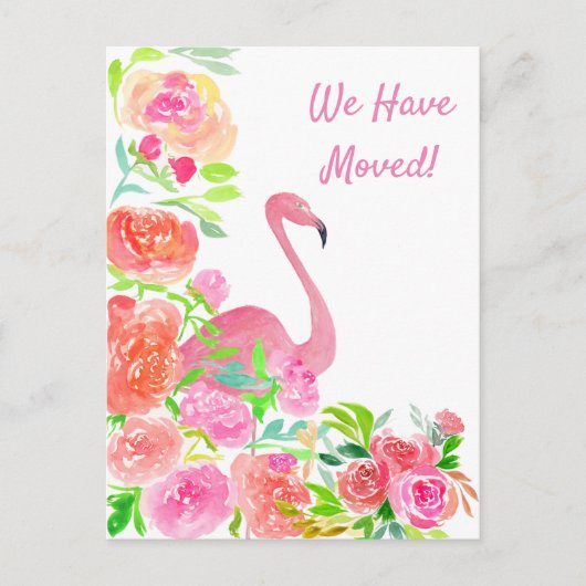 Waterverf wij hebben het Adres van Flamingo bewoge Aankondigingskaart (Voorkant)