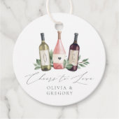 Waterverf Wijn en Botanische Cheers to Love Bedankjes Labels (Voorkant)