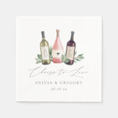 Waterverf Wijn en Botanische Cheers to Love Servet (Voorkant)