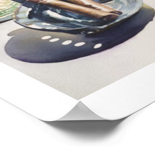 waterverf "Wijn en kigars" Poster (Hoek)