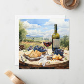 Waterverf Wijn en Wijngaard Achtergrond Notitiekaartje (Voorkant / Achterkant in situ)