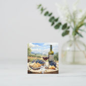 Waterverf Wijn en Wijngaard Achtergrond Vierkante Visitekaartje (Staand voorkant)