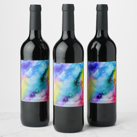 Waterverf Wijn Etiket (Flessen)