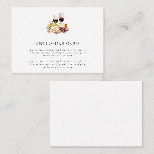 Waterverf Wijn & Kaas Bruiloft Behuizing Kaart (Voorkant / Achterkant)
