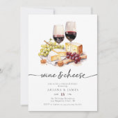 Waterverf Wijn & Kaasrepetitie Diner Kaart (Voorkant)