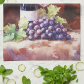 Waterverf wijn theedoek (Gevouwen)