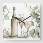 Waterverf wijn vierkante klok (Voorkant)