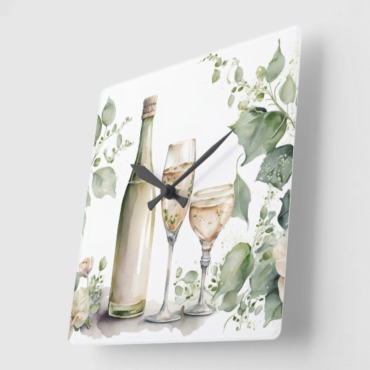 Waterverf wijn vierkante klok (Hoek)