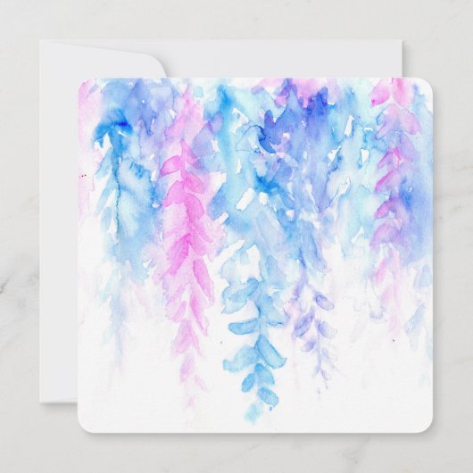 Waterverf wijnblauw paarse vierkante bruiloft uitn kaart (Achterkant)