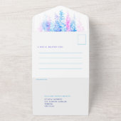 Waterverf wijnblauw roze paarse maaltijd RSVP All In One Uitnodiging (Buitenkant)