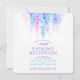 Waterverf wijnblauw vierkante avondreceptie kaart