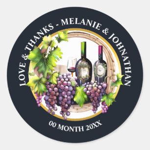 Waterverf wijndruiven flessen glazen ronde wijnmak ronde sticker