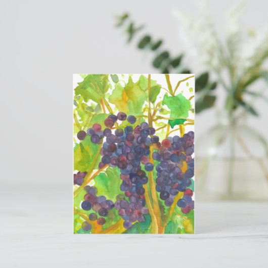 Waterverf wijndruiven schilderen briefkaart (Staand voorkant)