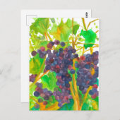 Waterverf wijndruiven schilderen briefkaart (Voorkant / Achterkant)