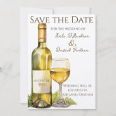 Waterverf wijnfles Bewaar de datum Save The Date (Voorkant)