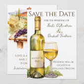 Waterverf wijnfles Bewaar de datum Save The Date (Voorkant / Achterkant)