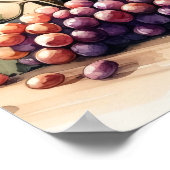 Waterverf Wijnfles en druiven Poster (Hoek)