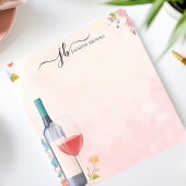 Waterverf Wijnfles Florale Gepersonaliseerd Notitieblok