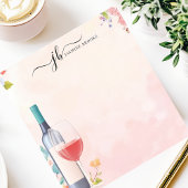 Waterverf Wijnfles Florale Gepersonaliseerd Notitieblok