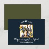 Waterverf wijnflessen druiven blauw goud groen bedankkaart (Voorkant / Achterkant)