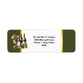 Waterverf wijnflessen druiven chique land groen etiket