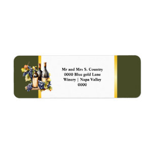 Waterverf wijnflessen druiven chique land groen etiket