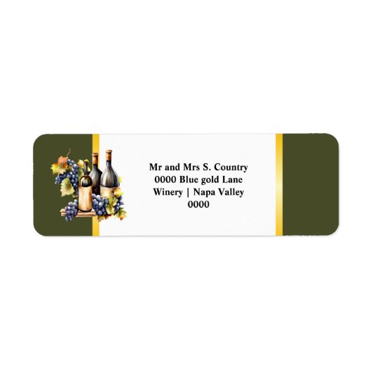 Waterverf wijnflessen druiven chique land groen etiket (Voorkant)