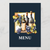 Waterverf wijnflessen wijngaard druiven menu (Achterkant)