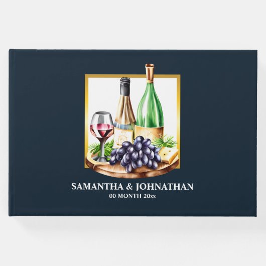 Waterverf wijnflessen wijngaard wijnmakerij land gastenboek (Voorkant)