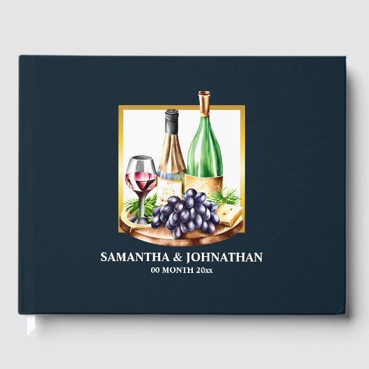 Waterverf wijnflessen wijngaard wijnmakerij land gastenboek (Voorkant)