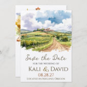 Waterverf wijngaard Bewaar de datum Save The Date (Voorkant / Achterkant)