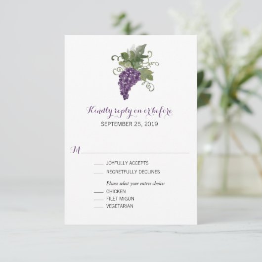 Waterverf Wijngaard | Bruiloft RSVP (Staand voorkant)