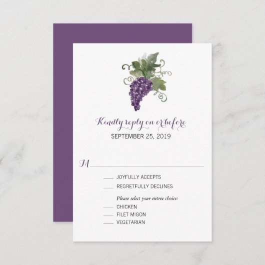 Waterverf Wijngaard | Bruiloft RSVP (Voorkant / Achterkant)