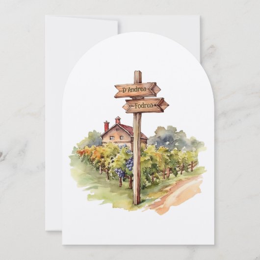 Waterverf wijngaard bruiloft uitnodiging (Achterkant)