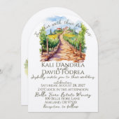 Waterverf wijngaard bruiloft uitnodiging (Voorkant / Achterkant)