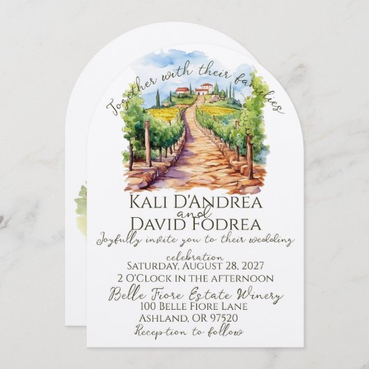 Waterverf wijngaard bruiloft uitnodiging (Voorkant / Achterkant)