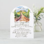 Waterverf wijngaard bruiloft uitnodiging (Staand voorkant)