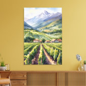 Waterverf Wijngaard Canvas Afdruk (Insitu (Woonkamer))