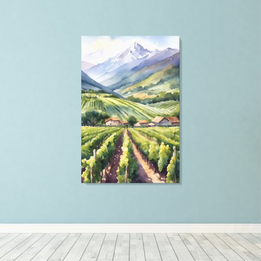 Waterverf Wijngaard Canvas Afdruk (Insitu (Houten vloer))