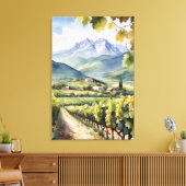 Waterverf Wijngaard Canvas Afdruk (Insitu (Woonkamer))