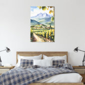 Waterverf Wijngaard Canvas Afdruk (Insitu (Slaapkamer))